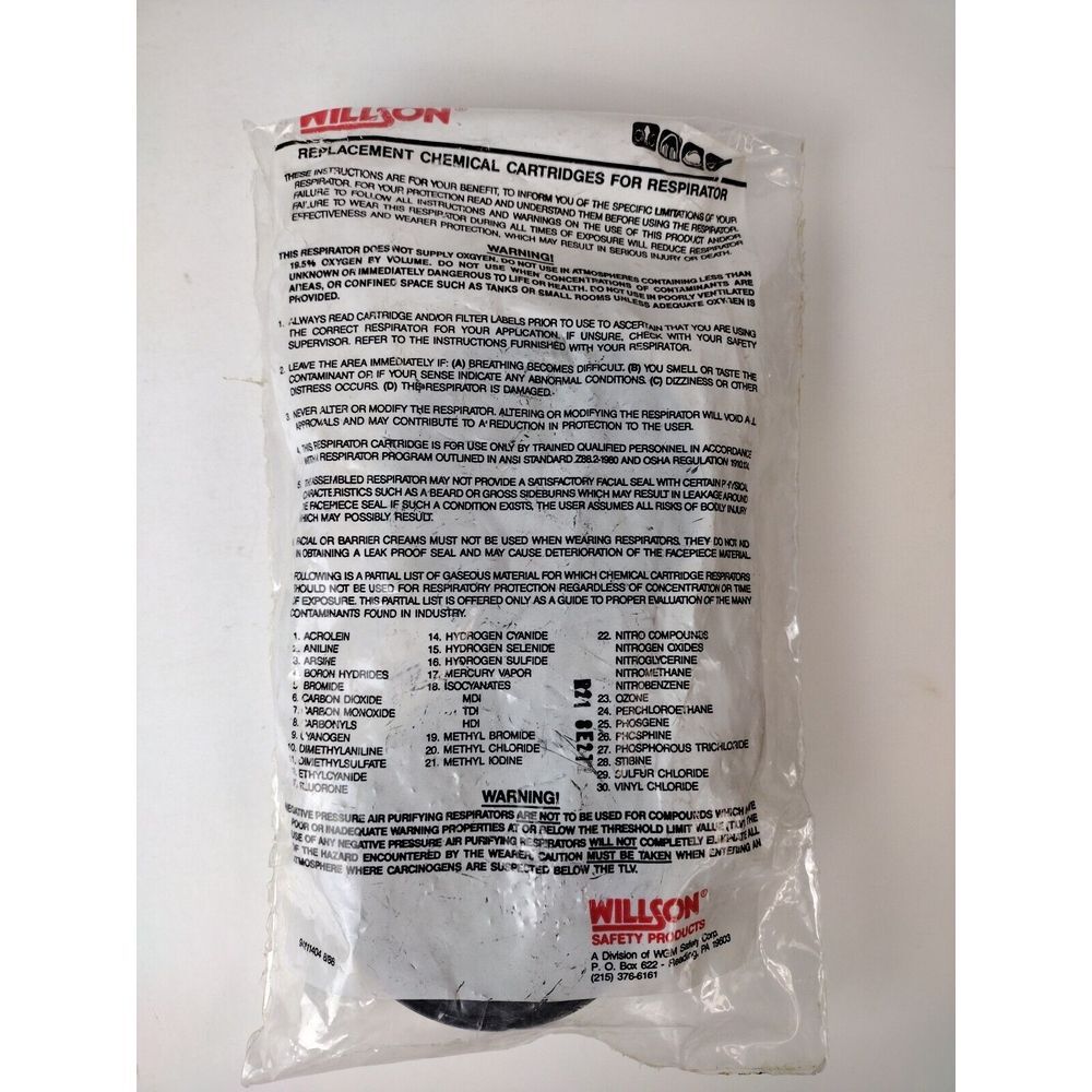 Willson R-21 Replacement Chemical Cartridges For Respirator - TC-23C-50  NOS